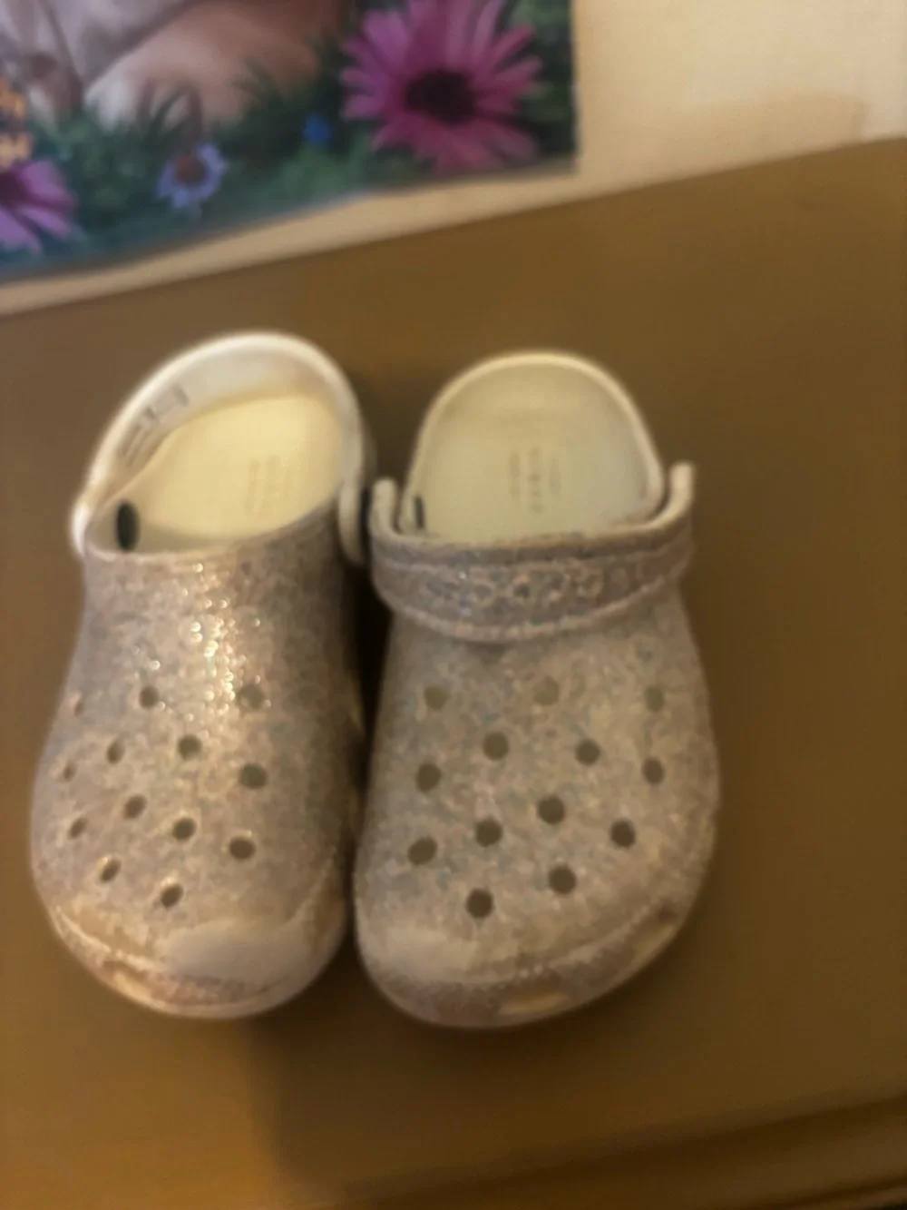 CROCS Kids Glitter Clogs in Silver
